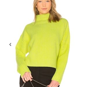 Diane Von Furstenberg Cashmere Chunky Ribbed Pullover in Bright Yellow size XS